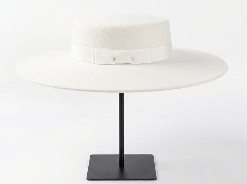 Luxury wool felt hat with flat crown