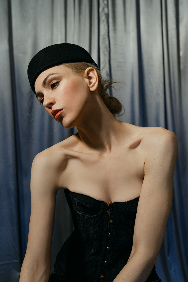 modern interpretation of a pillbox hat